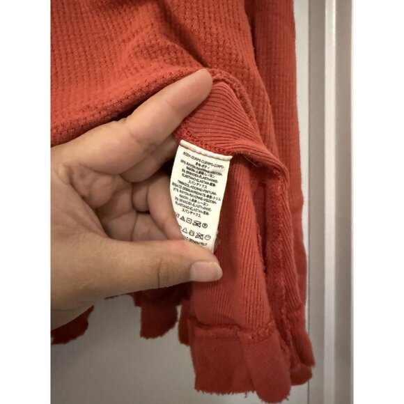 Free People We The Free Catalina Orange Oversized Thermal Long Sleeve Top boho - Picture 6 of 9